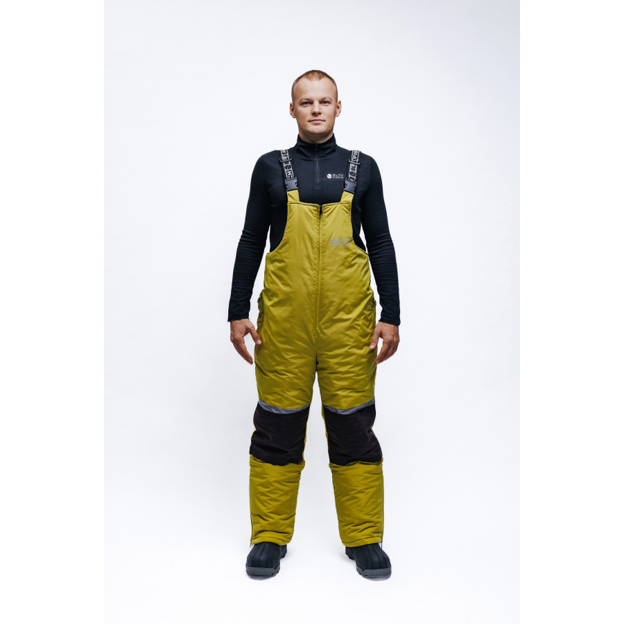 Зимний полукомбинезон для рыбалки "Омуль", желто-зеленый/черный